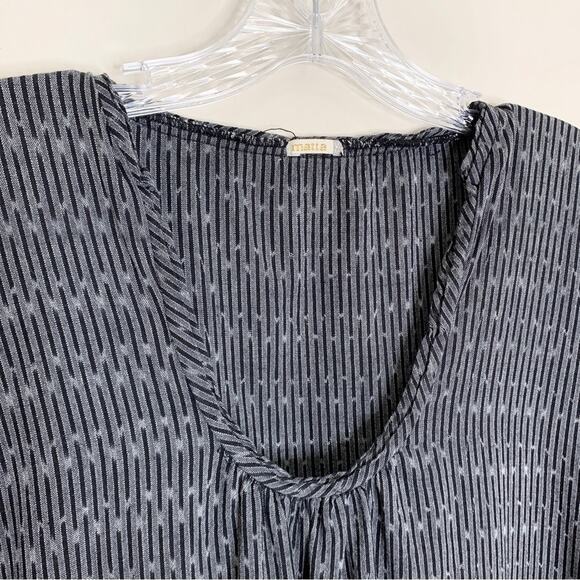 Matta NY Puja Ikat Cap Sleeve Dress (Sz XL) Scoop Neck Grey / Black - Picture 4 of 11